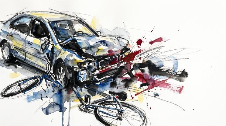 Mercer and Houston: a cyclist goes down, and the count keeps climbing