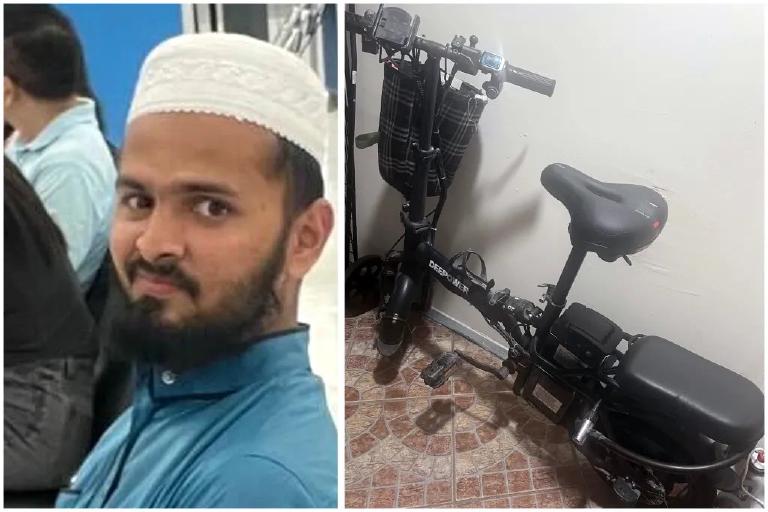 Night on Atlantic. A cyclist goes down.