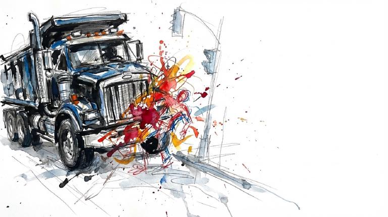 Night on Atlantic. A cyclist goes down.